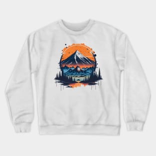 A Great Smoky and Icy Mountain, Sunset, Lake and Forest Crewneck Sweatshirt